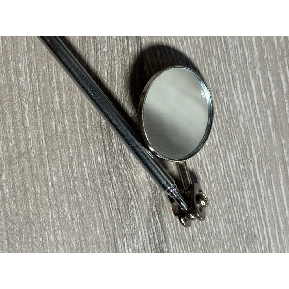 Telescoping Inspection Mirror Chrome Extendable Swivel Round 1 Inch Diameter 17